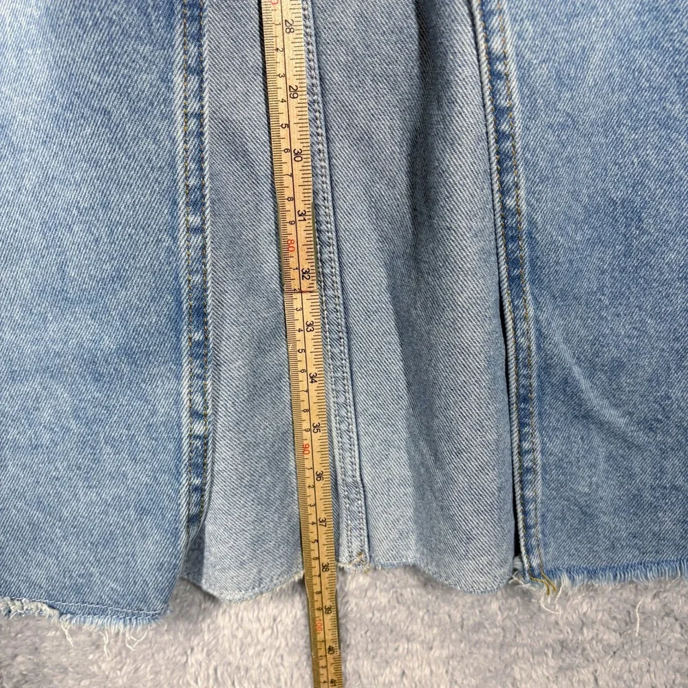 Anthropologie Pilcro Madi Front Slit Denim Maxi Skirt Sz 16 Light Wash‎ Fray Hem